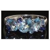 Genuine 2.88 ct Swiss Blue Topaz-Sapphire Ring