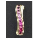 10kt Gold Pink Sapphire & Ruby Graduated Pendant