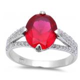 Stunning Oval 4.50 ct Ruby & White Topaz Ring