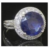 14kt Gold 7.91 ct Sapphire and Diamond Ring