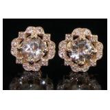 14K Rose Gold 1.55 ct Morganite & Diamond Earrings