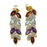 Genuine Gemstone & Diamond Accent Dangle Earrings