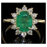 14kt Gold 3.31 ct Oval Emerald & Diamond Ring