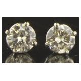 14kt Gold Brilliant 1.02 ct Diamond Stud Earrings