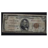 Series 1929 Cleveland $5.00 National Currency Note