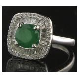 14kt White Gold 1.35 ct Emerald Diamond Ring