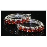 Natural Garnet Huggie Hoop Earrings