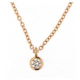14kt Rose Gold 18" Diamond Solitaire Necklace