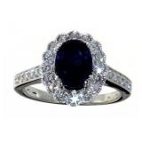 14K Gold 2.20 ct Sapphire & Diamond Ring