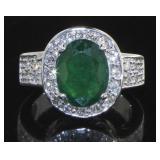 14K Gold 3.51 ct Emerald & Diamond Ring