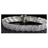 Natural 14.36 ct Tanzanite Wavelink Bracelet