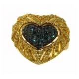 1.00 ct Fancy Yellow-Blue Diamond Heart Ring