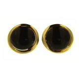 14kt Gold 18 mm Black Onyx Earrings