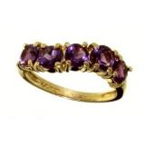 10kt Gold Natural 1.44 ct Amethyst Wave Ring