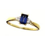 10kt Gold Emerald Cut Sapphire & Diamond Ring