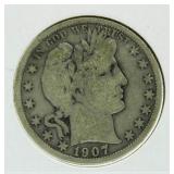 1907 Barber Silver Half Dollar