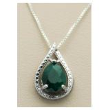 Genuine 2.21 ct Emerald & Diamond Pendant
