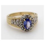 14kt Gold Tanzanite & Diamond Ring