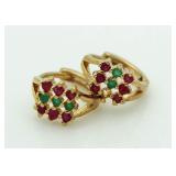 9kt Gold Ruby & Emerald Earrings