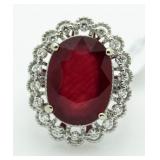 $27,150 14kt Gold 13.69 ct Ruby & Diamond Ring