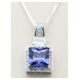 Princess Cut 3.00 ct Tanzanite Designer Pendant