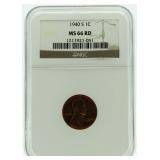 1940-S Lincoln Wheat Penny *MS 66 RD