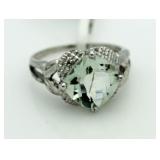 Genuine 3.81 ct Green Amethyst & Diamond Ring