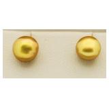 Genuine Yellow Pearl Earrings