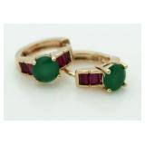 9kt Gold Emerald & Ruby Earrings