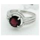 Genuine 2.22 ct Garnet & Diamond Ring
