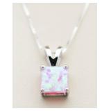 Princess Cut 1.50 ct Pink Opal Pendant