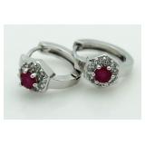 9kt Gold Ruby & White Topaz Earrings