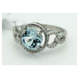 Brilliant 2.21 ct Blue Topaz & Diamond Ring