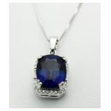 $10,535 14kt Gold 5.57 ct Sapphire/Diamond Pendant