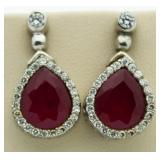 Pear Cut 6.21 ct Ruby Solitaire Earrings
