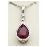 Pear Cut 7.44 ct Ruby Solitaire Pendant