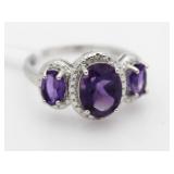 Genuine 1.61 ct Amethyst & Diamond Ring