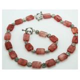 Pink Jasper Necklace & Bracelet Set