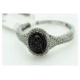 10kt Gold Genuine Black & White Diamond Ring