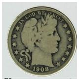 1908 Barber Silver Half Dollar