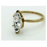 10kt Gold Marquise Cut 2.50 ct White Topaz Ring