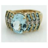 10kt Gold 7.50 ct Blue Topaz Dinner Ring