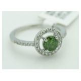 14kt Gold Fancy Green 1.02 ct Diamond Ring