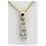 14kt Gold Diamond Past, Present, Future Pendant