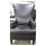 Elements Brown Leather Wing Back Chair