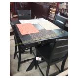 Standard Black Counter Height Table & 4 Barstools