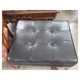 Black TOP GRAIN LEATHER Ottoman