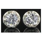 Natural 1.10 ct White Sapphire & Diamond Earrings