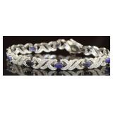 Genuine 5.00 ct Sapphire & Diamond Accent Bracelet