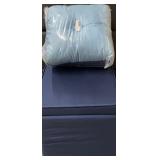 Blue Storage Ottoman & Pr Pillows